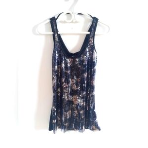 SWS sequin tank top with purple & silver pattern
